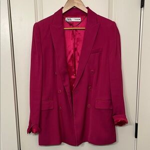 Zara Fuchsia Double-Breasted Blazer